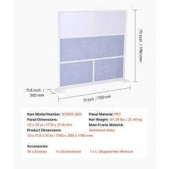 VEVOR Office Divider Privacy Partition, 1-Pack, 70" x 70" Modular Wall Room Divider, PET Workstation Cubicle Partition with Frosted Windows, Freestanding Privacy Panel Wall for Office Library