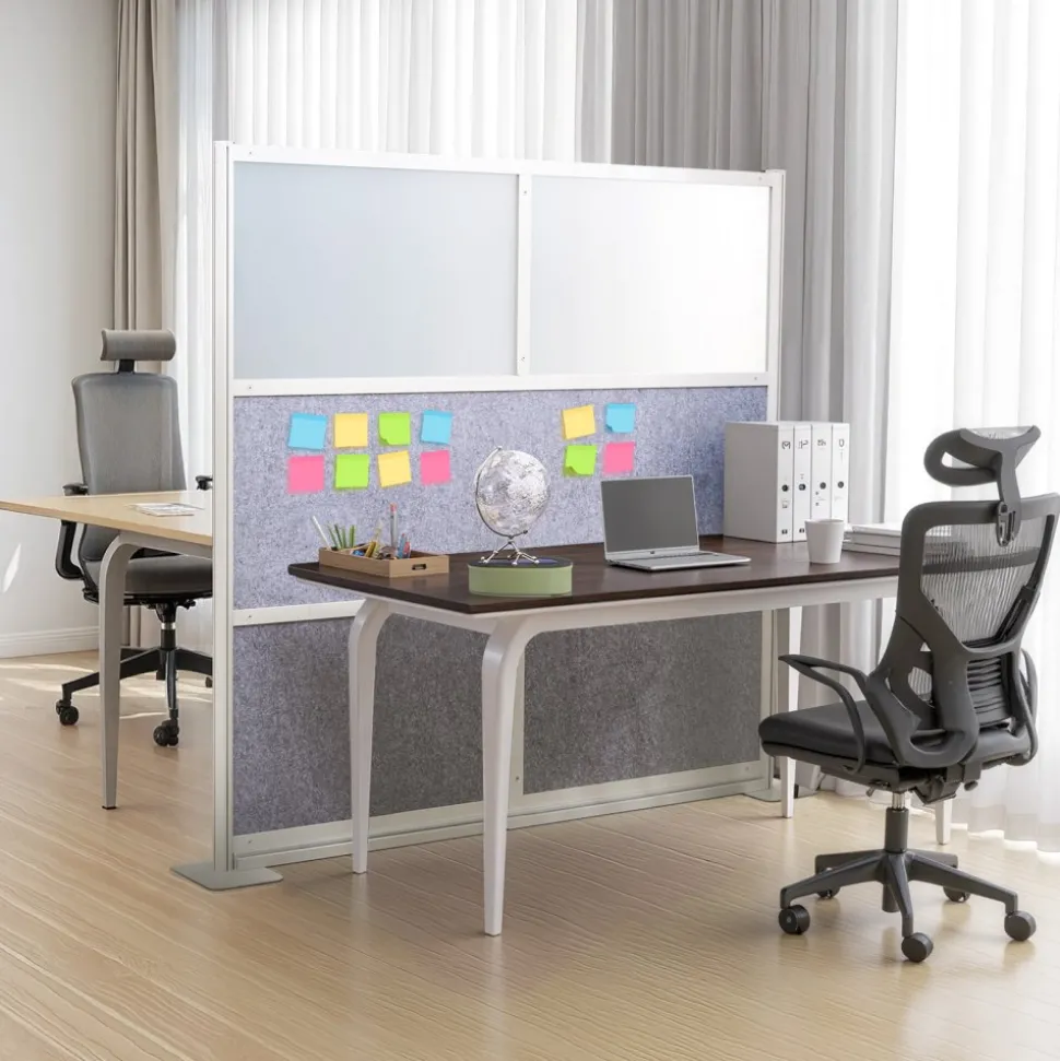 VEVOR Office Divider Privacy Partition, 1-Pack, 70" x 70" Modular Wall Room Divider, PET Workstation Cubicle Partition with Frosted Windows, Freestanding Privacy Panel Wall for Office Library