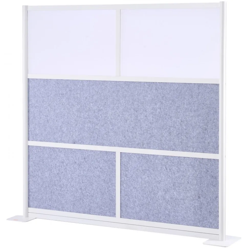 VEVOR Office Divider Privacy Partition, 1-Pack, 70" x 70" Modular Wall Room Divider, PET Workstation Cubicle Partition with Frosted Windows, Freestanding Privacy Panel Wall for Office Library