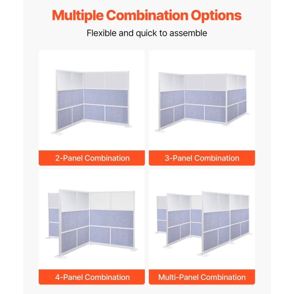 VEVOR Office Divider Privacy Partition, 1-Pack, 70" x 70" Modular Wall Room Divider, PET Workstation Cubicle Partition with Frosted Windows, Freestanding Privacy Panel Wall for Office Library