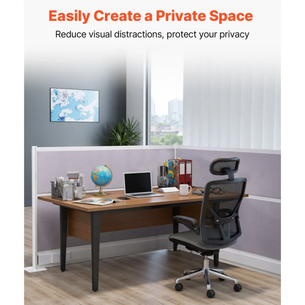 VEVOR Office Divider Privacy Partitions, 2-Pack, 72" x 48" Room Divider Walls, PET Workstation Cubicle Partition with Outlet Covers, Freestanding Privacy Panels for Office Library School