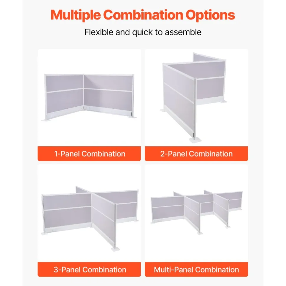 VEVOR Office Divider Privacy Partitions, 2-Pack, 72" x 48" Room Divider Walls, PET Workstation Cubicle Partition with Outlet Covers, Freestanding Privacy Panels for Office Library School