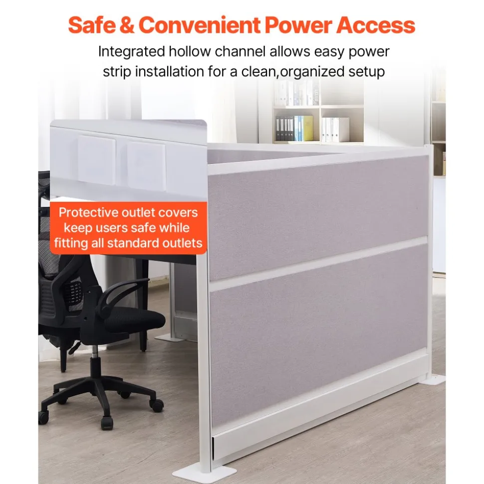 VEVOR Office Divider Privacy Partitions, 2-Pack, 72" x 48" Room Divider Walls, PET Workstation Cubicle Partition with Outlet Covers, Freestanding Privacy Panels for Office Library School