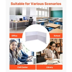 VEVOR Office Divider Privacy Partitions, 2-Pack, 72" x 48" Room Divider Walls, PET Workstation Cubicle Partition with Frosted Acrylic Windows, Freestanding Privacy Panels for Office Library School