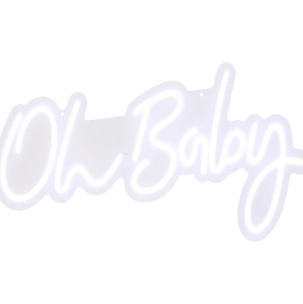 VEVOR Oh Baby Neon Sign for Wall Decor, with Remote Control and Dimmable Switch for Baby Shower decorations, Birthday Party, Wedding Decor, 23.5x12 inches (Warm White)