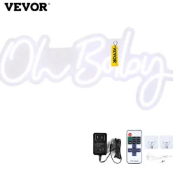 VEVOR Oh Baby Neon Sign for Wall Decor, with Remote Control and Dimmable Switch for Baby Shower decorations, Birthday Party, Wedding Decor, 23.5x12 inches (Warm White)