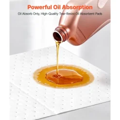 VEVOR Oil Absorbent Pads, 15" x 20" 200-Pack, Medium-Duty Spill Absorbing Pads for Gasoline, Engine Oil, Transmission Fluid, Durable PP Oil Only Control Mats for Garage Workshop Factory Cleanup
