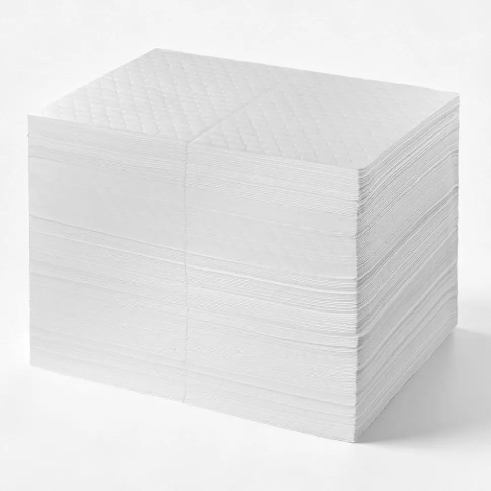 VEVOR Oil Absorbent Pads, 15" x 20" 200-Pack, Medium-Duty Spill Absorbing Pads for Gasoline, Engine Oil, Transmission Fluid, Durable PP Oil Only Control Mats for Garage Workshop Factory Cleanup