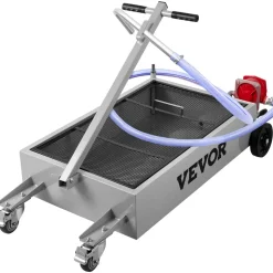 VEVOR Oil Drain Pan 15 Gallon Oil Drain Tank, 57L Low Profile Oil Drain Pan, Large Capacity Oil Change Pan, Foldable Hand, with Pump, Hose, Swivel Casters Wheels for Car, SUV, Trucks Oil Draining