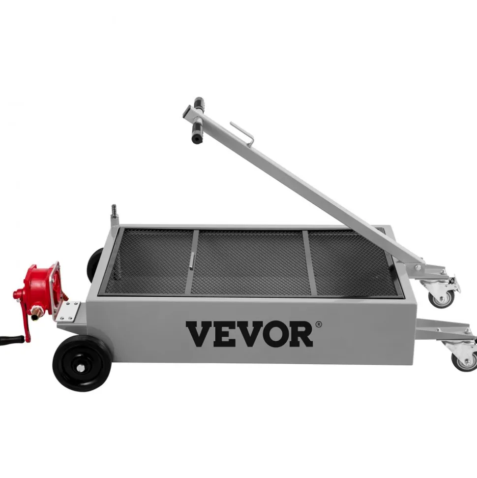 VEVOR Oil Drain Pan 15 Gallon Oil Drain Tank, 57L Low Profile Oil Drain Pan, Large Capacity Oil Change Pan, Foldable Hand, with Pump, Hose, Swivel Casters Wheels for Car, SUV, Trucks Oil Draining