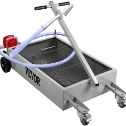 VEVOR Oil Drain Pan 15 Gallon Oil Drain Tank, 57L Low Profile Oil Drain Pan, Large Capacity Oil Change Pan, Foldable Hand, with Pump, Hose, Swivel Casters Wheels for Car, SUV, Trucks Oil Draining