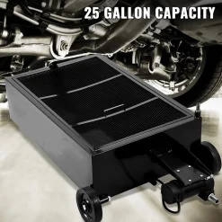 VEVOR Oil Drain Pan 25 Gallon Oil Drain Tank, 95L Low Profile Oil Drain Pan, Large Capacity Oil Change Pan, Foldable Hand, with Electric Pump, Hose, Swivel Casters for Car, SUV, Trucks Oil Draining