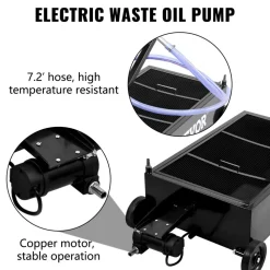 VEVOR Oil Drain Pan 25 Gallon Oil Drain Tank, 95L Low Profile Oil Drain Pan, Large Capacity Oil Change Pan, Foldable Hand, with Electric Pump, Hose, Swivel Casters for Car, SUV, Trucks Oil Draining