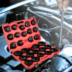 VEVOR Oil Filter Socket Set, 30 Pcs Oil Filter Wrench Set, Sturdy Steel Oil Filter Socket, 3/8