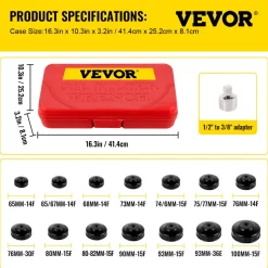 VEVOR Oil Filter Socket Set, 14 Pcs Oil Filter Wrench Set, Sturdy Steel Oil Filter Socket, 3/8" Oil Filter Socket, Low Profile Oil Filter Socket Set For Easy Access, Oil Filter Wrench Cap Set with Ca