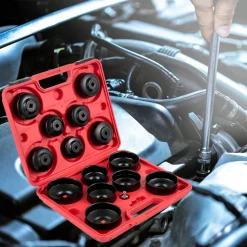 VEVOR Oil Filter Socket Set, 14 Pcs Oil Filter Wrench Set, Sturdy Steel Oil Filter Socket, 3/8
