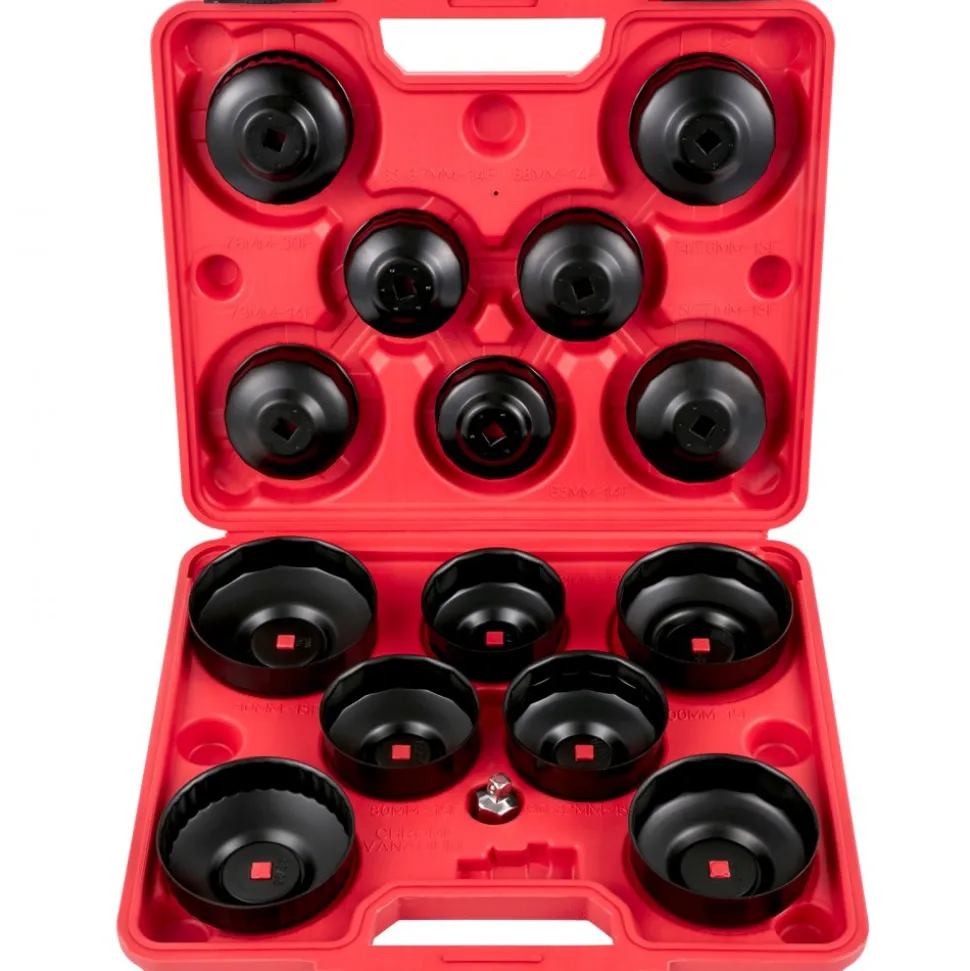 VEVOR Oil Filter Socket Set, 14 Pcs Oil Filter Wrench Set, Sturdy Steel Oil Filter Socket, 3/8" Oil Filter Socket, Low Profile Oil Filter Socket Set For Easy Access, Oil Filter Wrench Cap Set with Ca