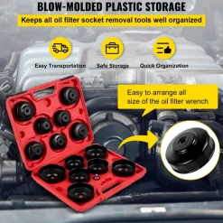VEVOR Oil Filter Socket Set, 14 Pcs Oil Filter Wrench Set, Sturdy Steel Oil Filter Socket, 3/8