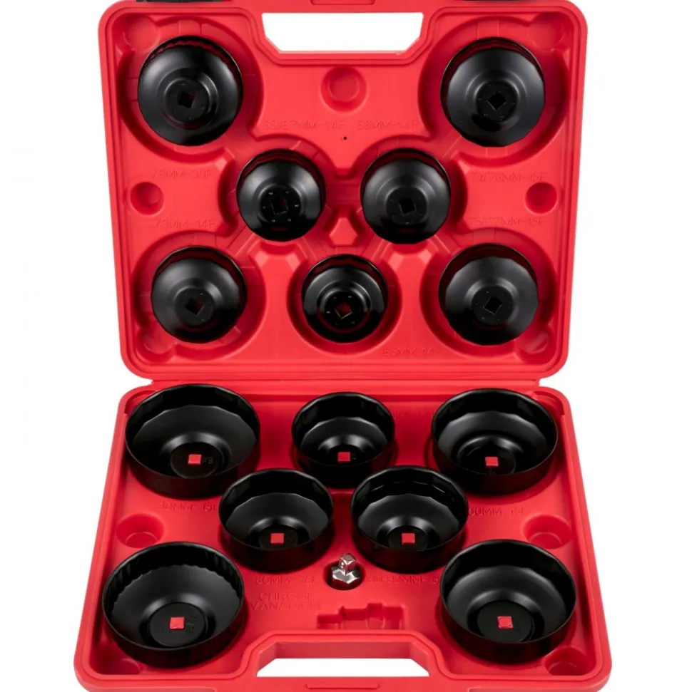 VEVOR Oil Filter Socket Set, 14 Pcs Oil Filter Wrench Set, Sturdy Steel Oil Filter Socket, 3/8" Oil Filter Socket, Low Profile Oil Filter Socket Set For Easy Access, Oil Filter Wrench Cap Set with Ca