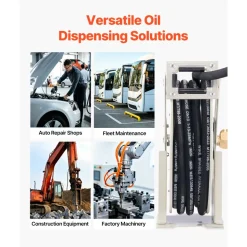 VEVOR Oil Hose Reel, 1/2 inch x 33 ft Retractable, Spring Driven Auto Swivel Rewind, Max 3625 PSI, Heavy-Duty Carbon Steel Construction with Steel Wire Braided Hose, for Engine / Gear / Hydraulic Oil