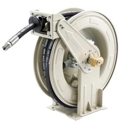 VEVOR Oil Hose Reel, 1/2 inch x 33 ft Retractable, Spring Driven Auto Swivel Rewind, Max 3625 PSI, Heavy-Duty Carbon Steel Construction with Steel Wire Braided Hose, for Engine / Gear / Hydraulic Oil