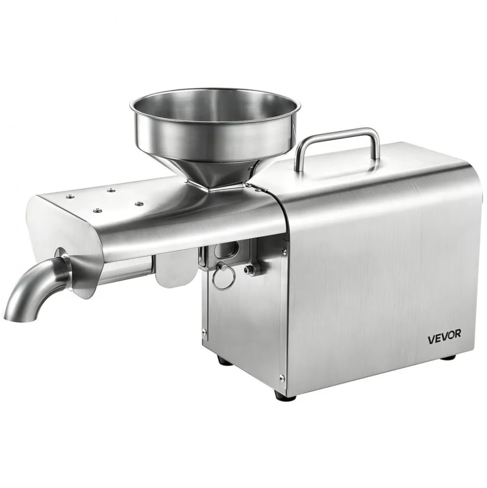 VEVOR Oil Press Machine, 8.27 LBS/H Capacity, 750W Oil Extractor Machine, Automatic Electric Oil Maker for Home Commercial Use, 122℉–572℉ Hot Pressing for Peanuts Sesames Soybeans Almonds
