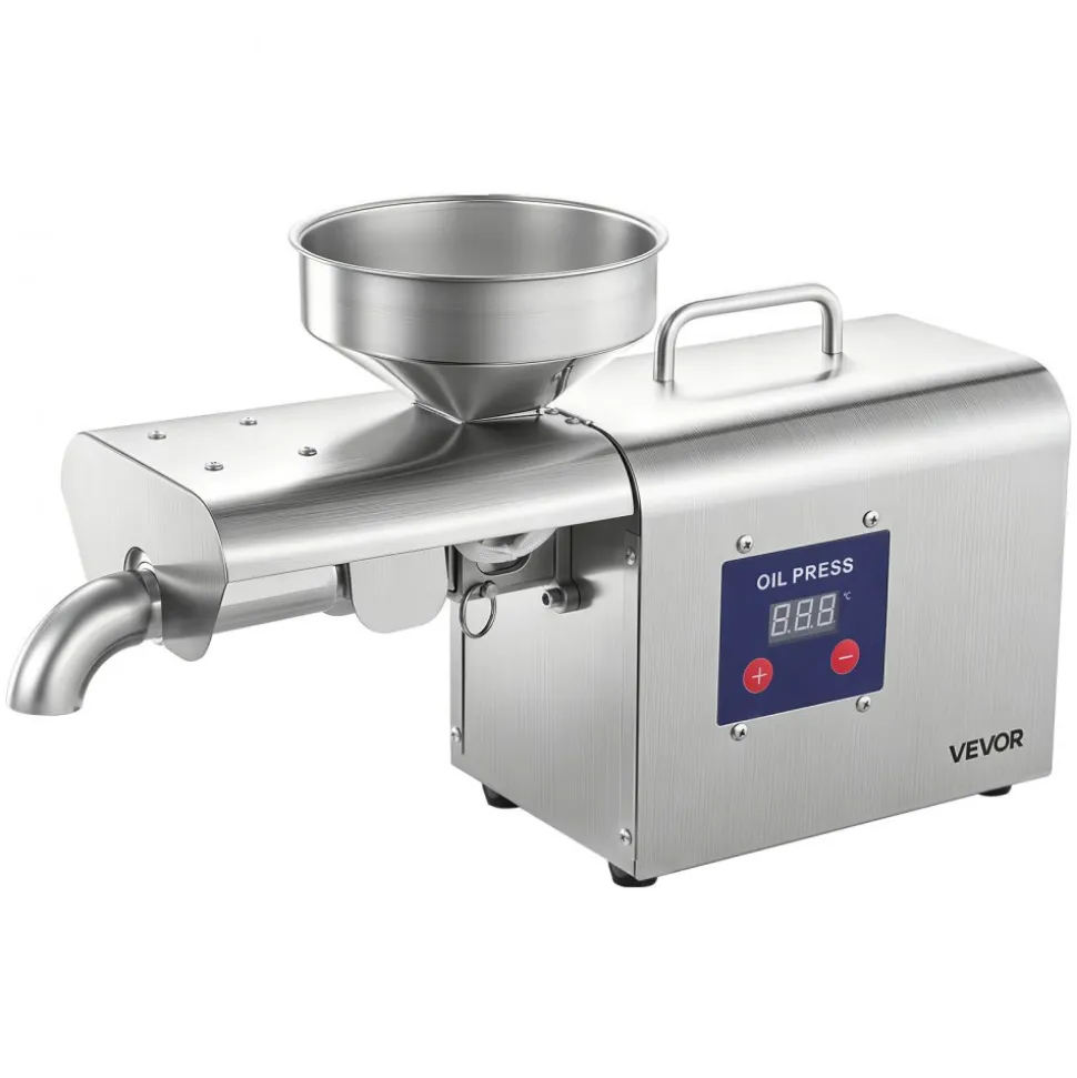 VEVOR Oil Press Machine, 8.27 LBS/H Capacity, 750W Oil Extractor Machine, Automatic Electric Oil Maker for Home Commercial Use, 122℉–572℉ Hot Pressing for Peanuts Sesames Soybeans Almonds
