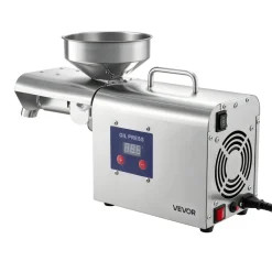 VEVOR Oil Press Machine, 8.27 LBS/H Capacity, 750W Oil Extractor Machine, Automatic Electric Oil Maker for Home Commercial Use, 122℉–572℉ Hot Pressing for Peanuts Sesames Soybeans Almonds
