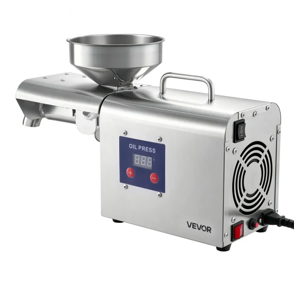 VEVOR Oil Press Machine, 8.27 LBS/H Capacity, 750W Oil Extractor Machine, Automatic Electric Oil Maker for Home Commercial Use, 122℉–572℉ Hot Pressing for Peanuts Sesames Soybeans Almonds