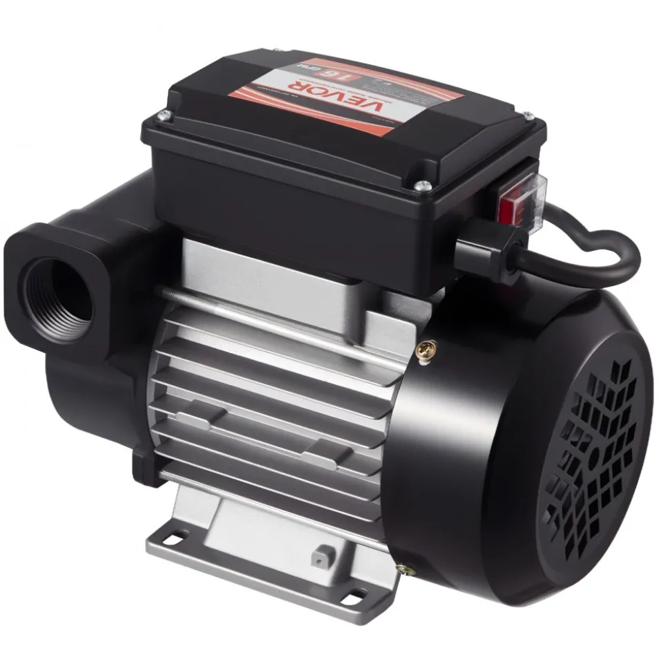 VEVOR Oil Transfer Pump 110V, 16 GPM 60 L/min, AC Electric Fuel Transfer Pump for Diesel Kerosene Biodiesel, 8 ft/2.4 m Max Suction Lift, 45 ft/13.7 m Max Lift, for Vehicles, Construction Sites, Farms