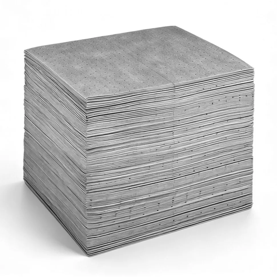 VEVOR Oil & Water Absorbent Pads, 16" x 18" 200-Pack, Medium-Duty Spill Absorbing Pads, Universal for Gasoline, Engine, Oil, Water, Coolant, Durable PP Spill Control Mats for Garage Workshop Factory