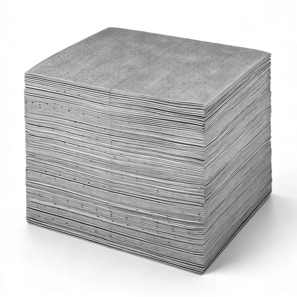 VEVOR Oil & Water Absorbent Pads, 16" x 18" 200-Pack, Medium-Duty Spill Absorbing Pads, Universal for Gasoline, Engine, Oil, Water, Coolant, Durable PP Spill Control Mats for Garage Workshop Factory