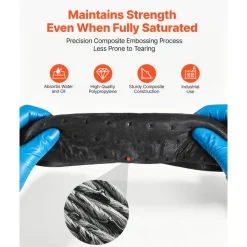 VEVOR Oil & Water Absorbent Pads, 15 in x 150 ft 1-Roll, Medium-Duty Spill Absorbing Pads, Universal for Gasoline, Engine, Oil, Water, Coolant, Durable PP Spill Control Mats for Garage Workshop