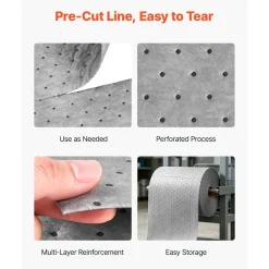 VEVOR Oil & Water Absorbent Pads, 15 in x 150 ft 1-Roll, Medium-Duty Spill Absorbing Pads, Universal for Gasoline, Engine, Oil, Water, Coolant, Durable PP Spill Control Mats for Garage Workshop