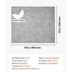 VEVOR Oil & Water Absorbent Pads, 15 in x 150 ft 1-Roll, Medium-Duty Spill Absorbing Pads, Universal for Gasoline, Engine, Oil, Water, Coolant, Durable PP Spill Control Mats for Garage Workshop