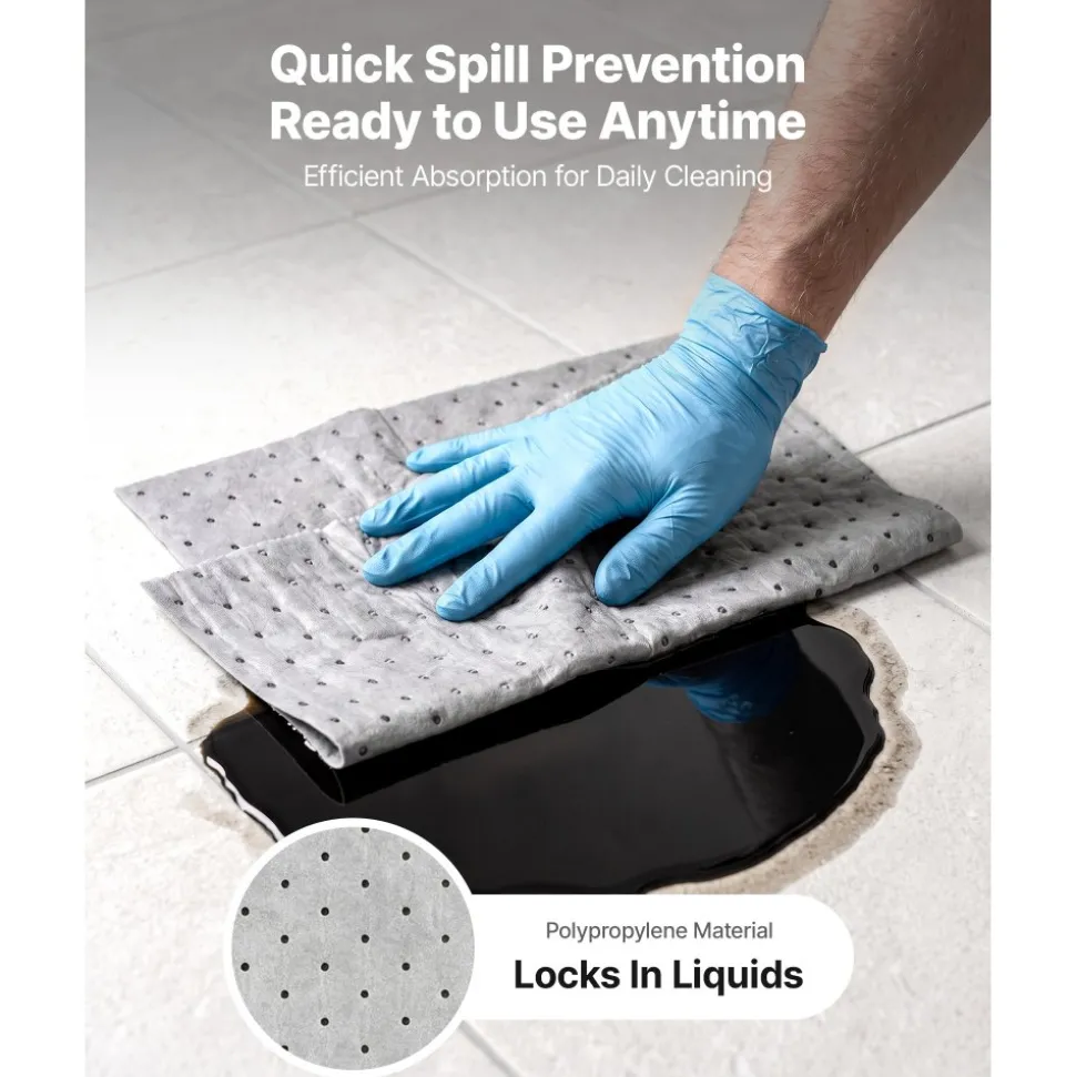 VEVOR Oil & Water Absorbent Pads, 30 in x 150 ft 1-Roll, Medium-Duty Spill Absorbing Pads, Universal for Gasoline, Engine, Oil, Water, Coolant, Durable PP Spill Control Mats for Garage Workshop