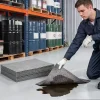 VEVOR Oil & Water Absorbent Pads, 16" x 18" 100-Pack, Heavy-Duty Spill Absorbing Pads, Universal for Gasoline/Engine Oil/Water/Coolant, Durable PP Spill Control Mats for Garage Workshop Factory