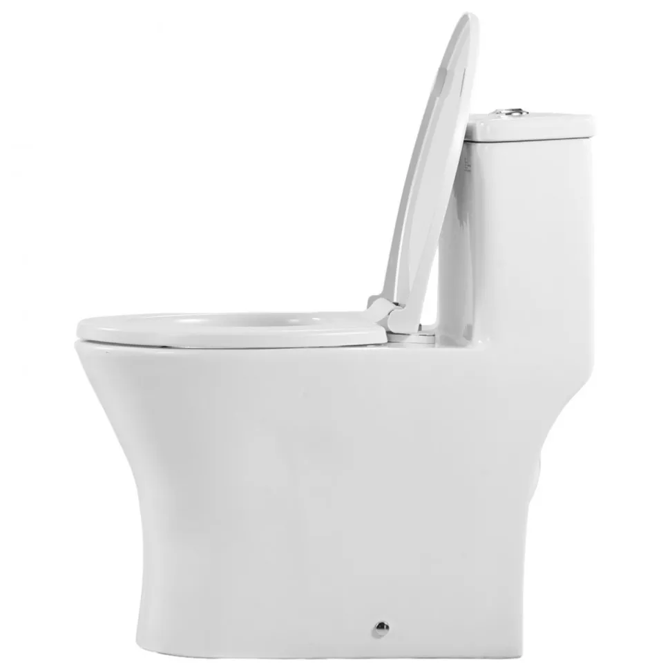 VEVOR One-Piece Toilet, Elongated Toilet Vortex Dual-Flush 1.0/1.28 GPF, Toilets for Bathroom with Comfortable Chair Seat, Standard Height, Easy-Clean Skirted Design, 12 inch Rough-In, White + Black