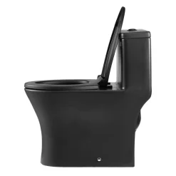VEVOR One-Piece Toilet, Elongated Toilet Vortex Dual-Flush 1.0/1.28 GPF, Toilets for Bathroom with Comfortable Chair Seat, Standard Height, Easy-Clean Skirted Design, 12″ Rough-In, Matte Black+ Black