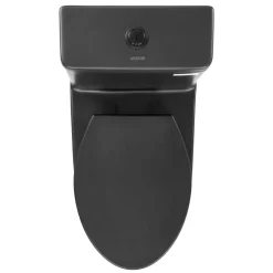 VEVOR One-Piece Toilet, Elongated Toilet Vortex Dual-Flush 1.0/1.28 GPF, Toilets for Bathroom with Comfortable Chair Seat, Standard Height, Easy-Clean Skirted Design, 12″ Rough-In, Matte Black+ Black