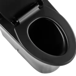 VEVOR One-Piece Toilet, Elongated Toilet Vortex Dual-Flush 1.0/1.28 GPF, Toilets for Bathroom with Comfortable Chair Seat, Standard Height, Easy-Clean Skirted Design, 12″ Rough-In, Matte Black+ Black
