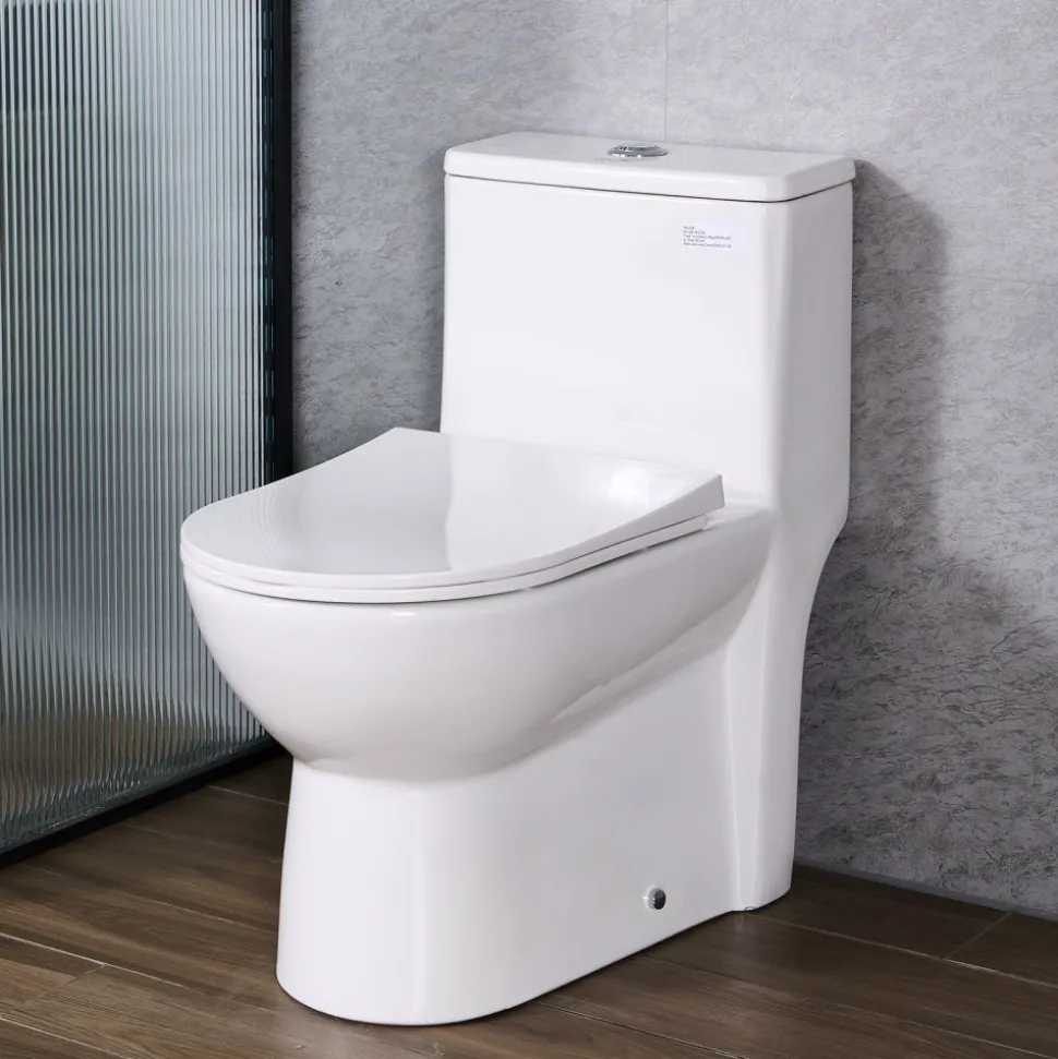 VEVOR One-Piece Toilet, Elongated Toilet Vortex Dual-Flush 1.1/1.6 GPF, Toilets for Bathroom with Comfortable Chair Seat, Standard Height, Easy-Clean Skirted Design, 12 inch Rough-In, White + Silver