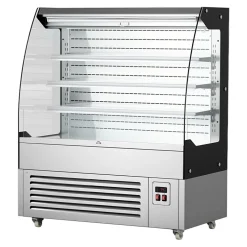 VEVOR Open Air Merchandiser, 7.5 cu. ft. 3-Tier Shelving Commercial Refrigerator, Grab and Go Fan Cooling Display Cooler, with LED Lighting, Night Curtain, Upright for Restaurants, Stores, Office