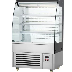VEVOR Open Air Merchandiser, 5.4 cu. ft. 3-Tier Shelving Commercial Refrigerator, Grab and Go Fan Cooling Display Cooler, with LED Lighting, Night Curtain, Upright for Restaurants, Stores, Office