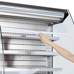 VEVOR Open Air Merchandiser, 5.4 cu. ft. 3-Tier Shelving Commercial Refrigerator, Grab and Go Fan Cooling Display Cooler, with LED Lighting, Night Curtain, Upright for Restaurants, Stores, Office