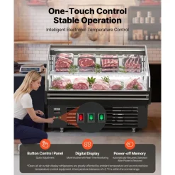 VEVOR Open Air Merchandiser, 4.6 cu. ft. Shelving Commercial Refrigerator, Grab and Go Fan Cooling Display Cooler, with LED Lighting, Night Curtain, Horizontal for Restaurants, Stores, Office