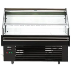 VEVOR Open Air Merchandiser, 4.6 cu. ft. Shelving Commercial Refrigerator, Grab and Go Fan Cooling Display Cooler, with LED Lighting, Night Curtain, Horizontal for Restaurants, Stores, Office