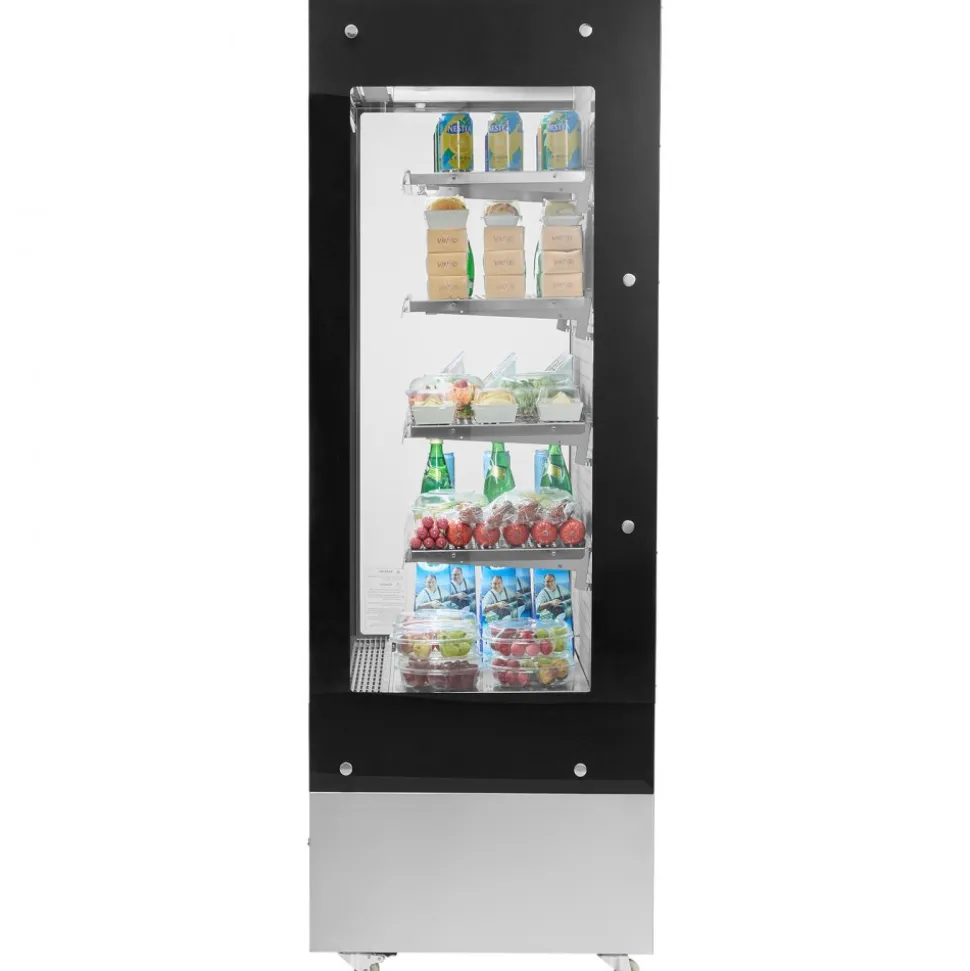 VEVOR Open Air Merchandiser, 4-Tier Shelving Commercial Refrigerator, Grab and Go Display Cooler Refrigerator with Air Curtain, LED Advertising Light, Fits for Restaurants, Stores, Office, 18.4cu.ft.