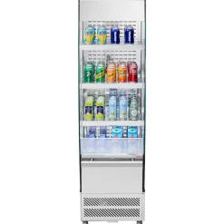 VEVOR Open Air Merchandiser, 3-Tier Shelving Commercial Refrigerator, Grab and Go Display Cooler Refrigerator with Air Curtain, 4 Swivel Wheels, LED Light, for Restaurants, Stores, Office, 7.8cu.ft.