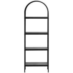 VEVOR Open Bookshelf, 4-Tier, Arched Bookcase Storage Shelves with Metal Frame, Industrial Metal Book Organizer, Freestanding Display Rack Tall Shelving Unit, for Office, Bedroom, Living Room, Black